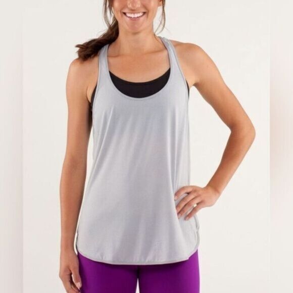 GUC Lululemon Women’s 105 F Singlet Athletic Workout Tank Silver Slate- Size 6 - Picture 1 of 7